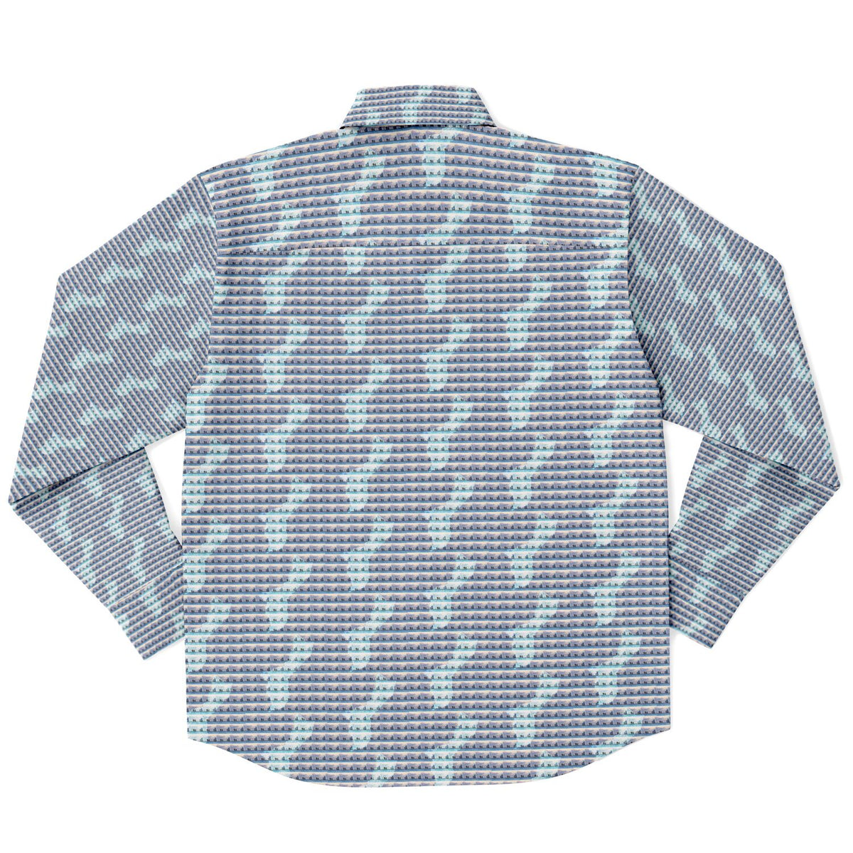 Canoe Pattern Guahan overlay Long Sleeve Button Down Shirt