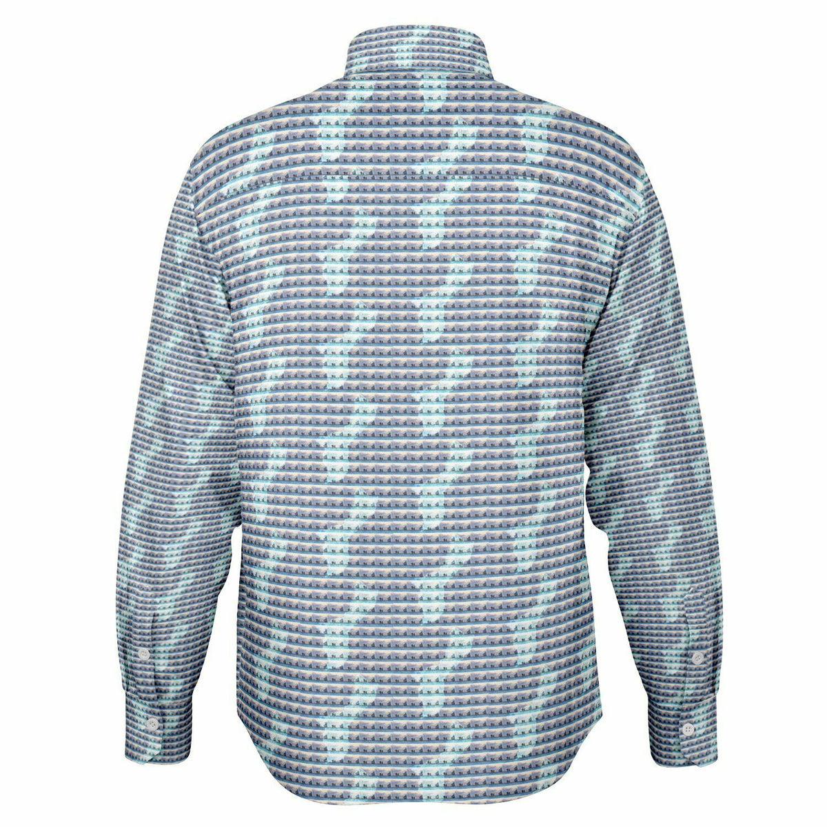 Canoe Pattern Guahan overlay Long Sleeve Button Down Shirt