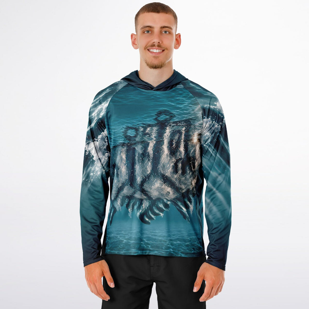 *Underwater GADAO Men&#39;s Long Sleeve Hooded Performance Shirt