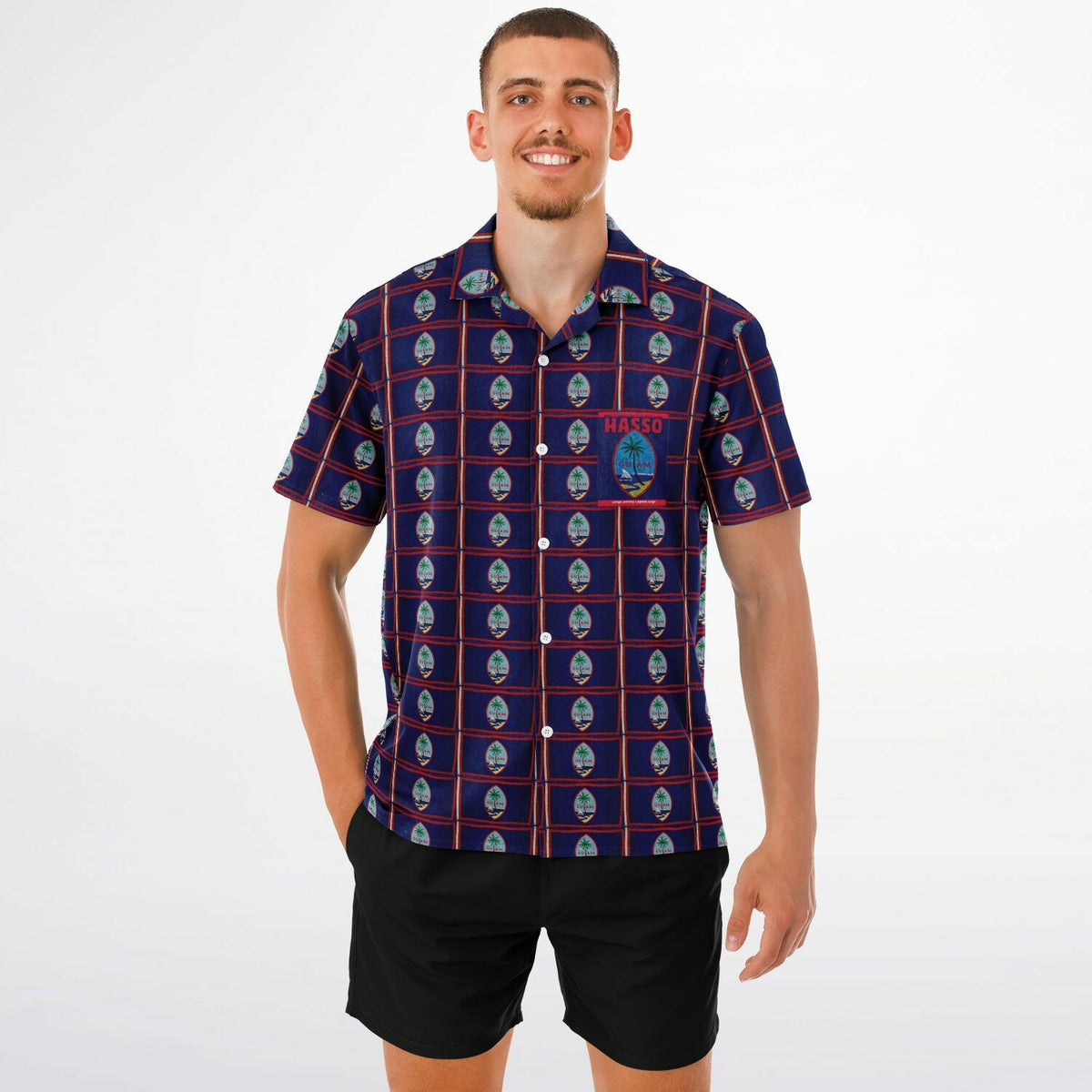 *HASSO Book Spread Collar Short Sleeve Button-Down Shirt