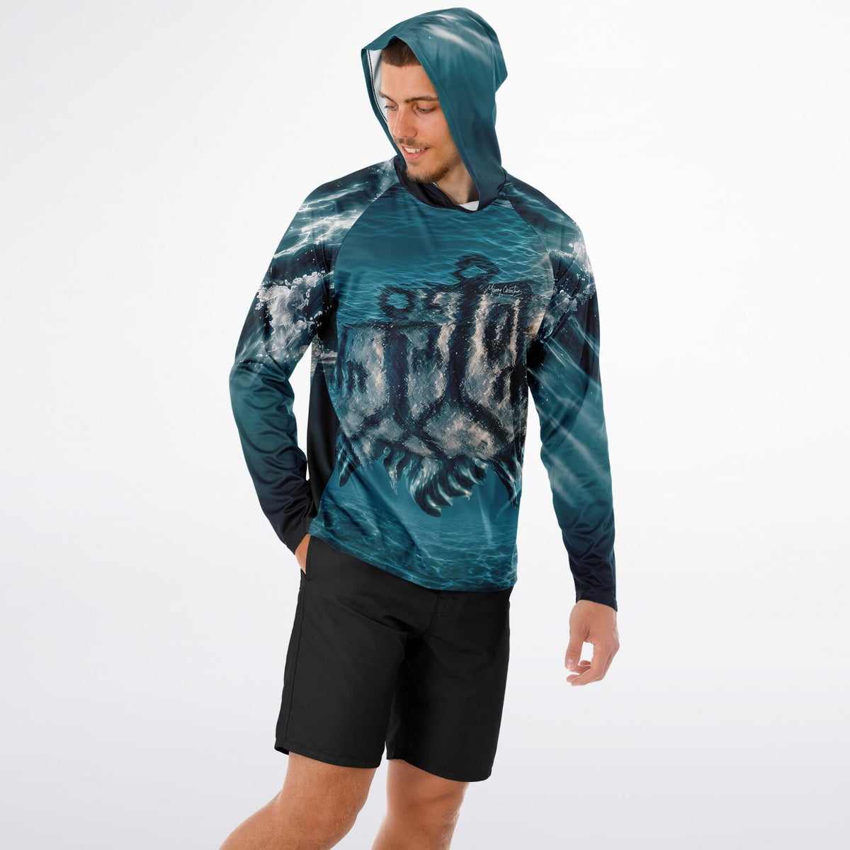 *Underwater GADAO Men&#39;s Long Sleeve Hooded Performance Shirt