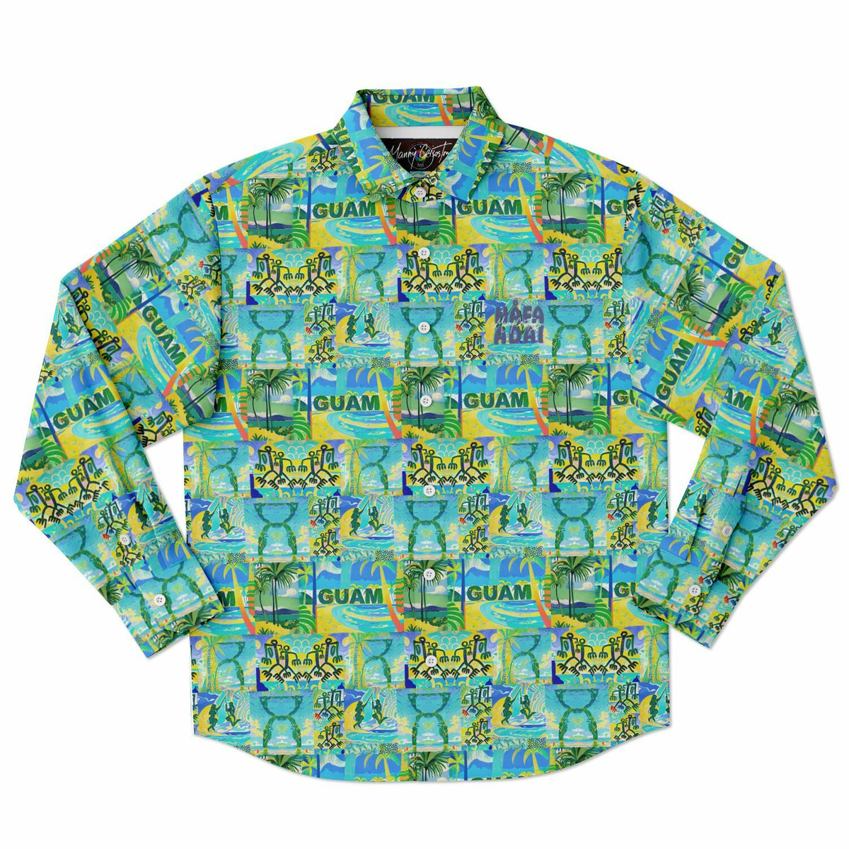 Guam Art Gauguin inspired Long Sleeve Button Down Shirt