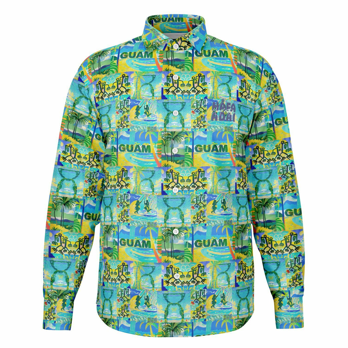 Guam Art Gauguin inspired Long Sleeve Button Down Shirt