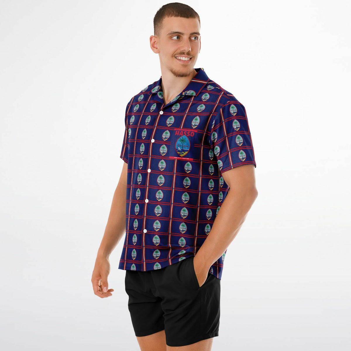 *HASSO Book Spread Collar Short Sleeve Button-Down Shirt