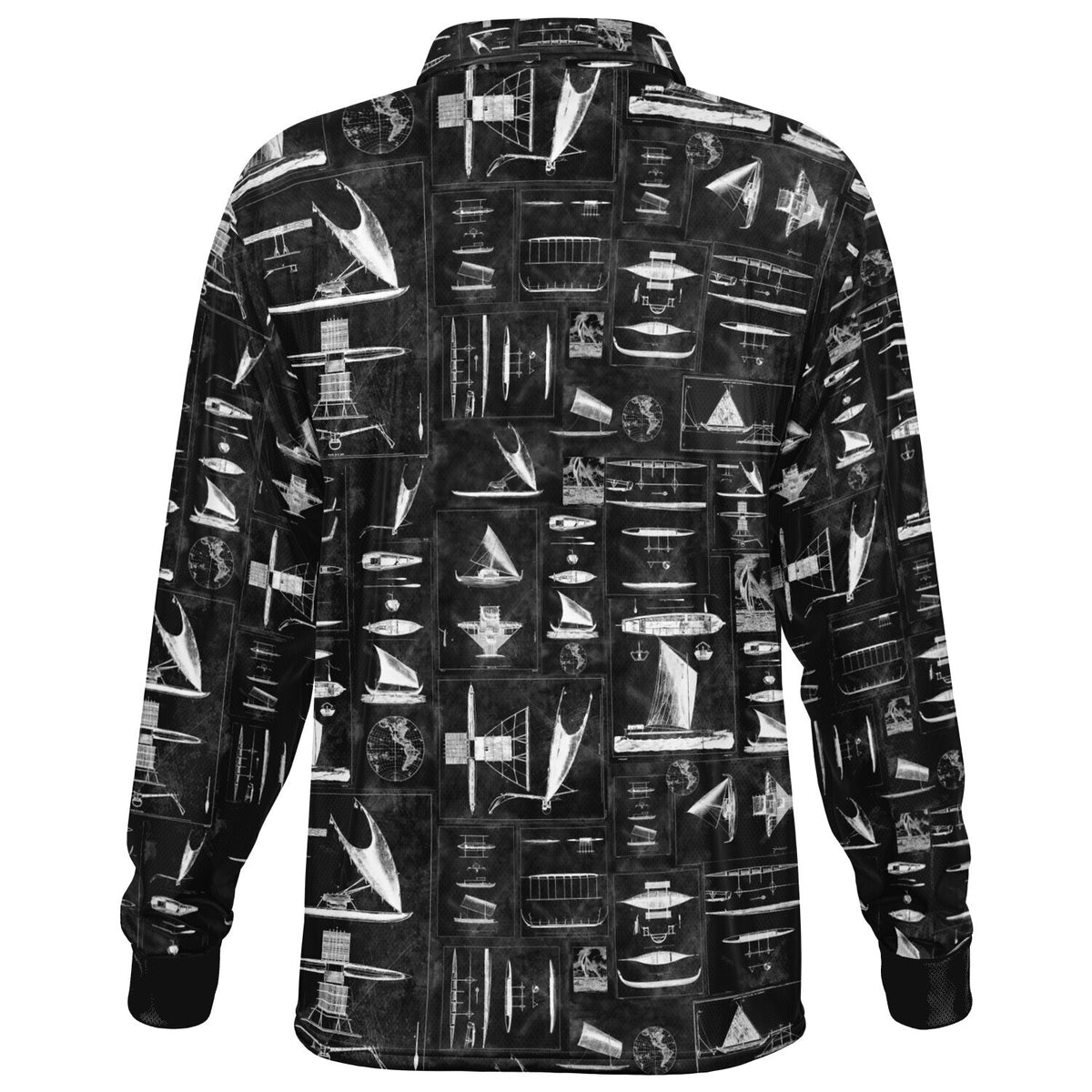 Oceania Seafaring Vessels Reimagined (Black/silver) Men’s Long Sleeve Polo Shirt