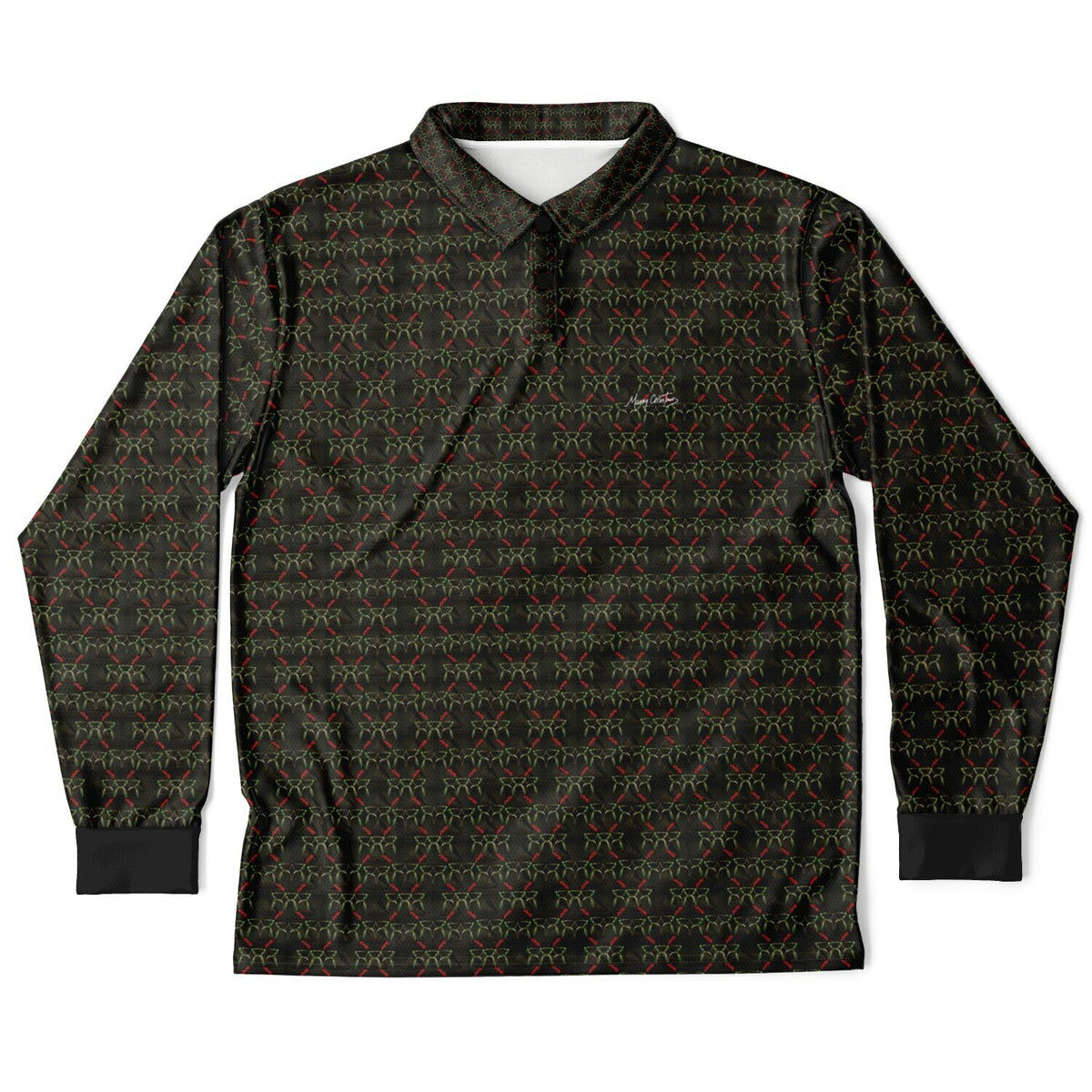 *LATTE_STONE_Pattern_Dark Long Sleeve Polo Shirt