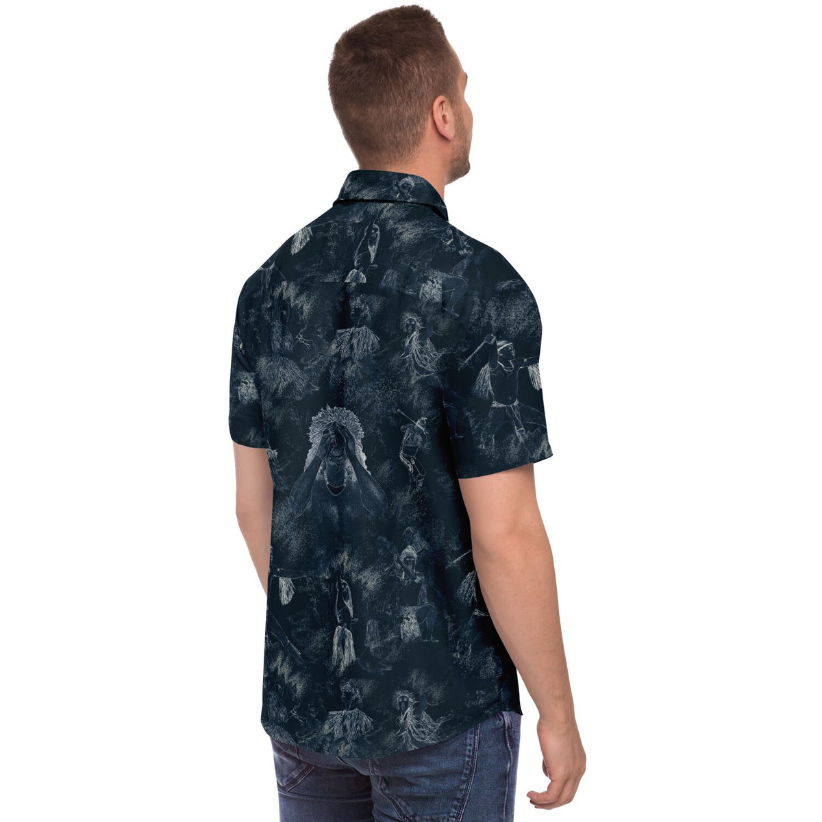 CHamoru Culture Chalk Art Short Sleeve Button Down Shirt