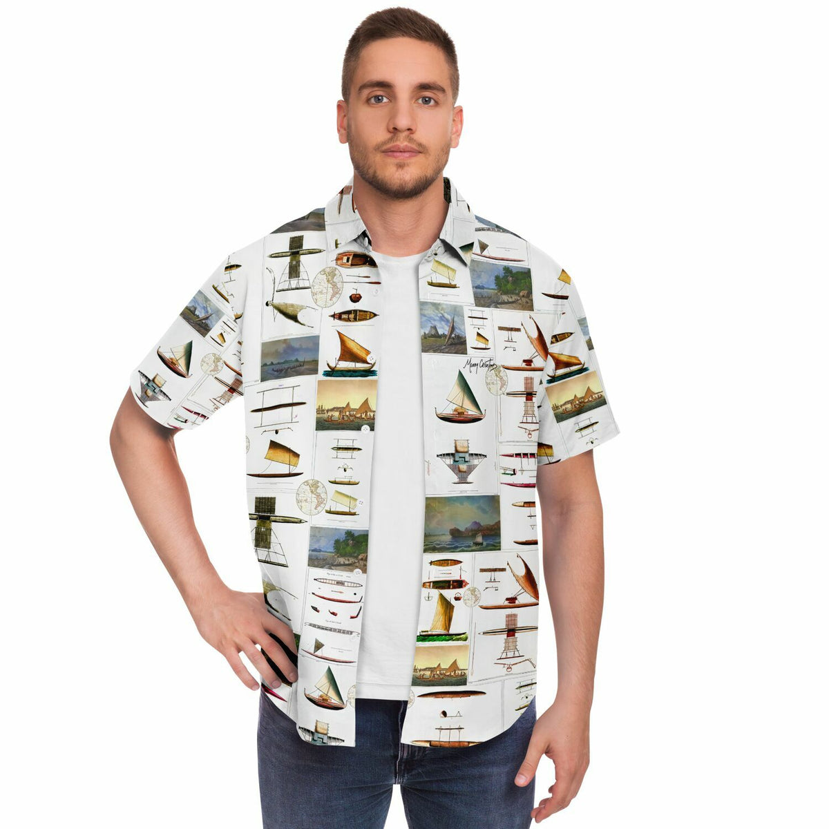 *SEAFARING History Short Sleeve Button Down Shirt