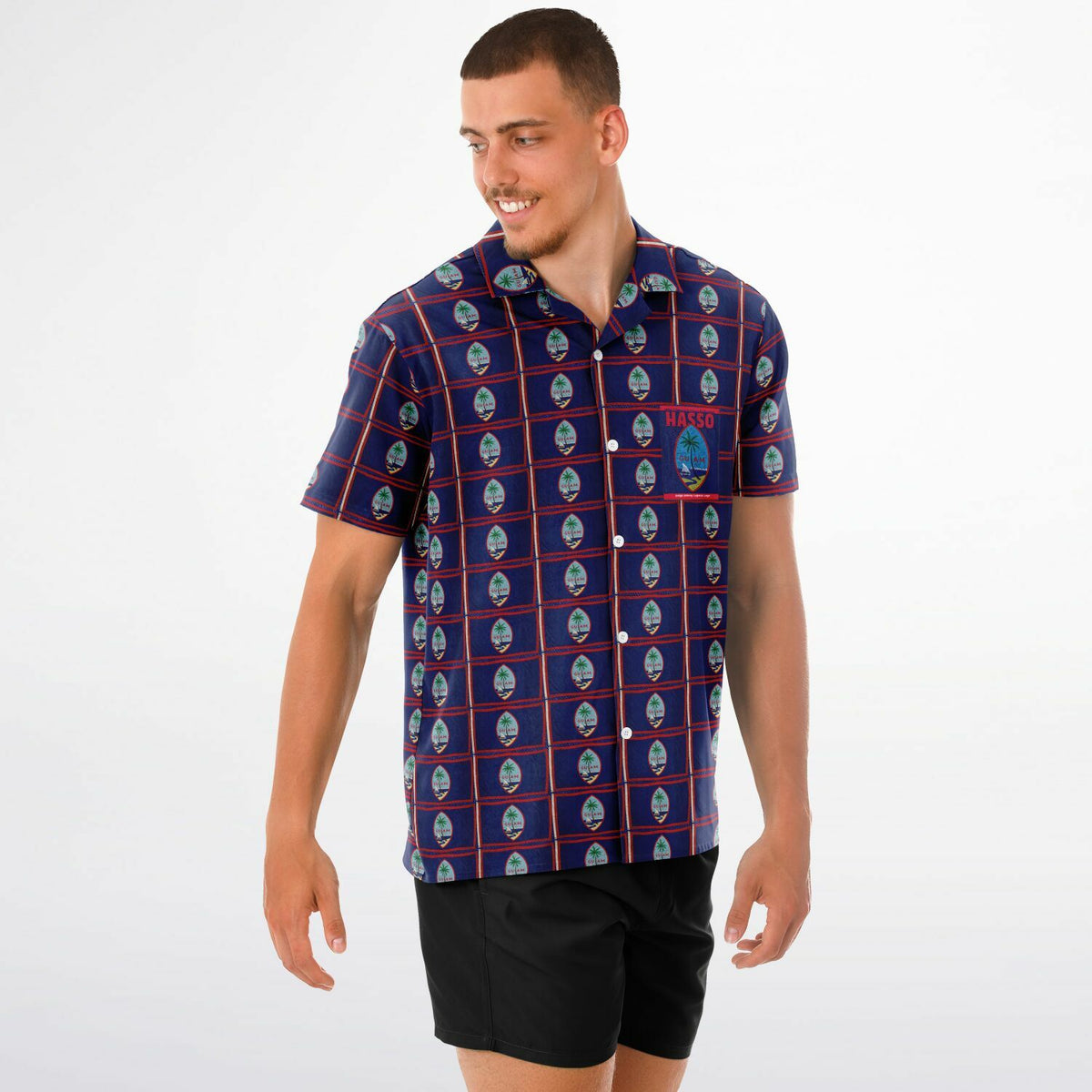 *HASSO Book Spread Collar Short Sleeve Button-Down Shirt