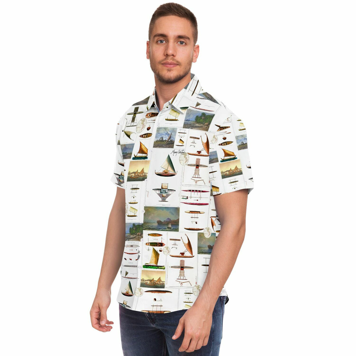 *SEAFARING History Short Sleeve Button Down Shirt