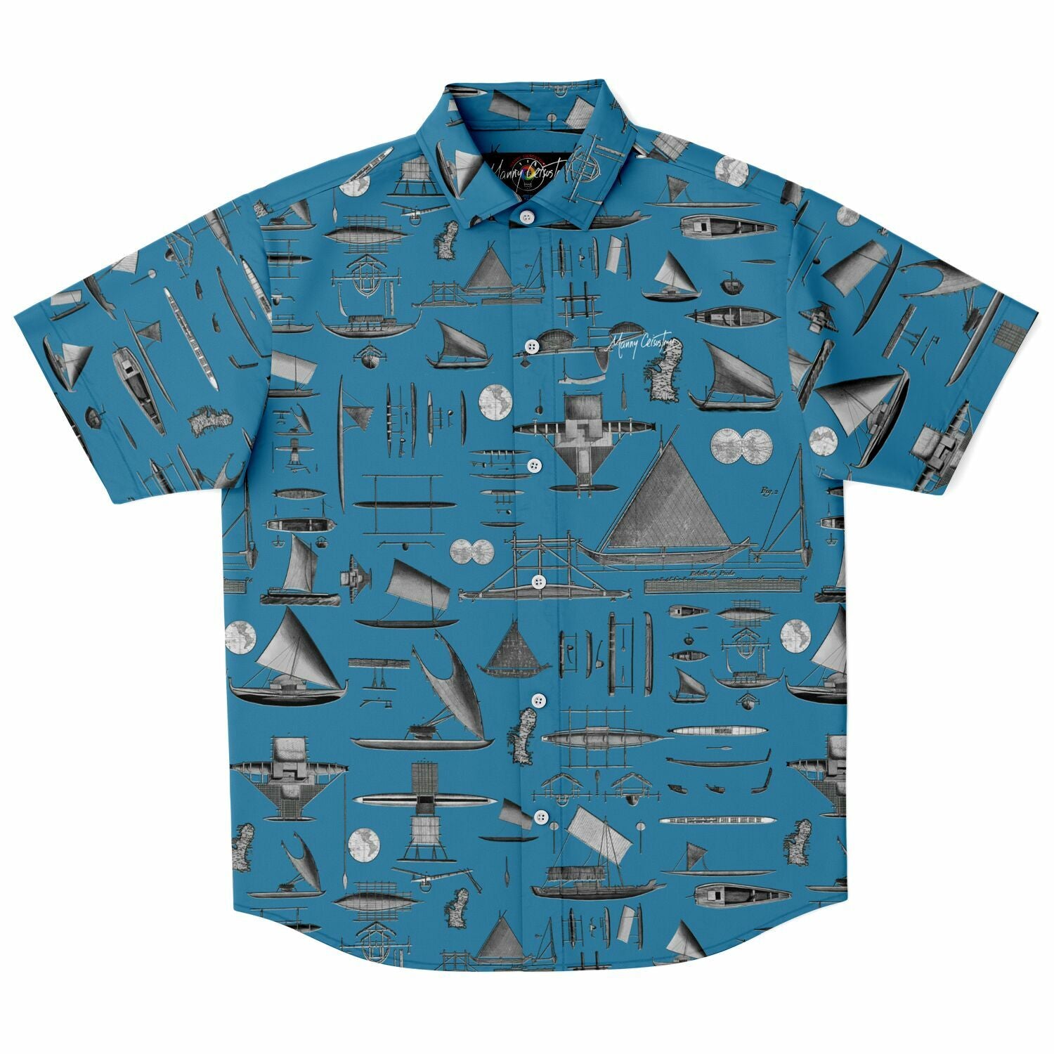A Blueish Oceania Seafaring Vessels Reimagined Short Sleeve 