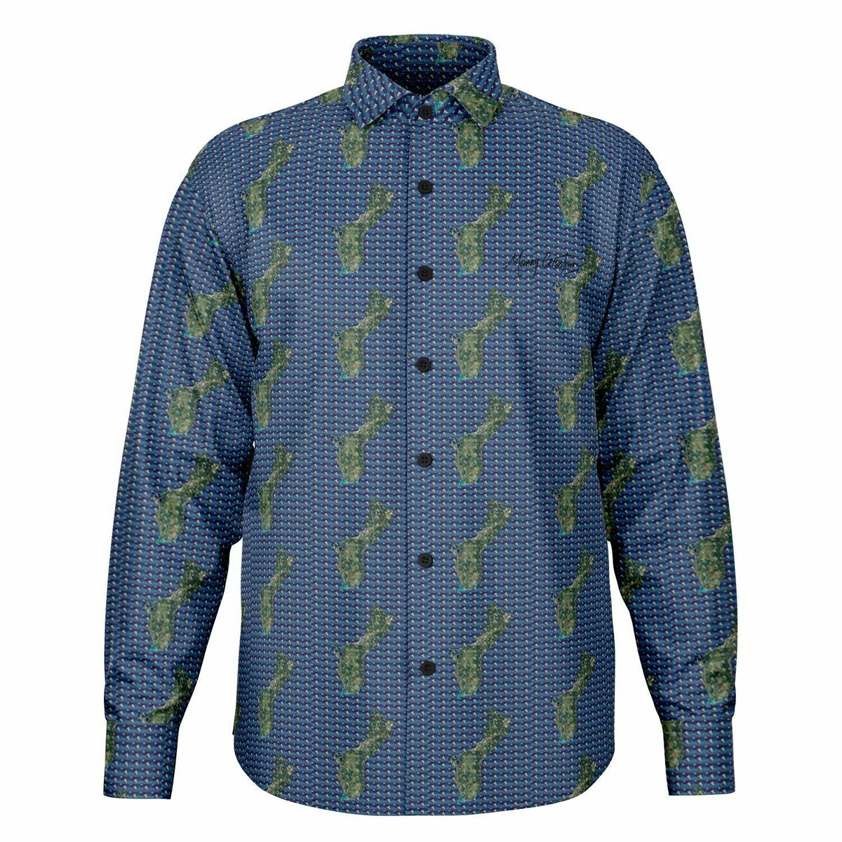 Canoe and Guahan Overlay Long Sleeve Button Down Shirt