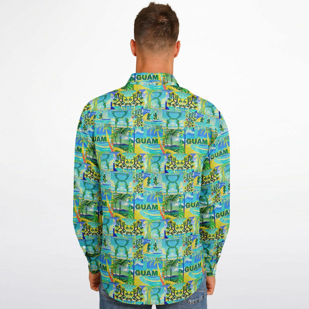 Guam Art Gauguin inspired Long Sleeve Button Down Shirt