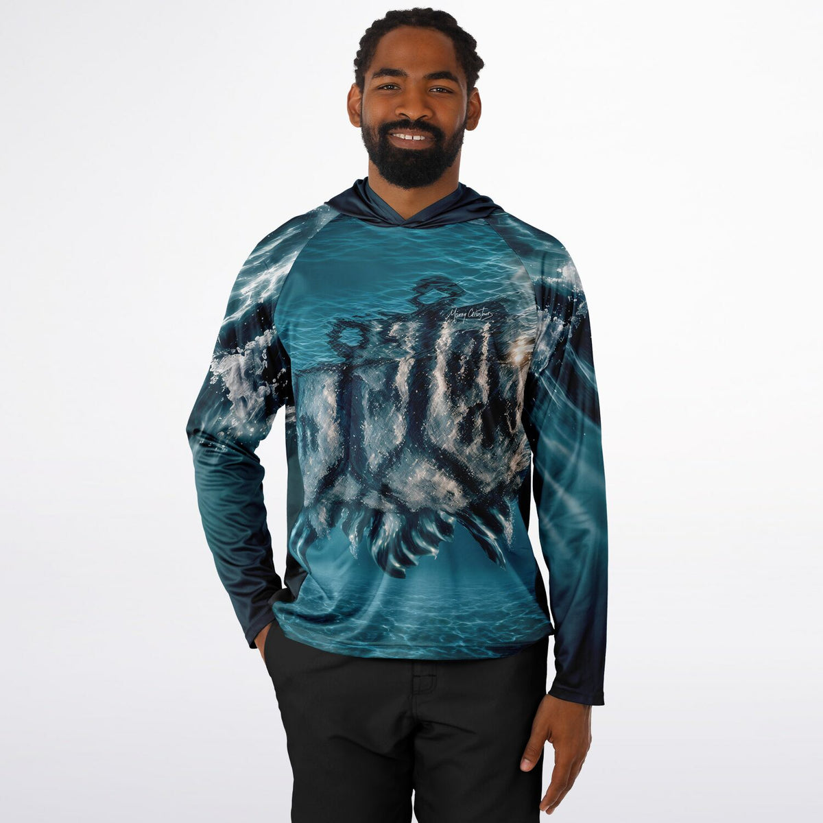 *Underwater GADAO Men&#39;s Long Sleeve Hooded Performance Shirt