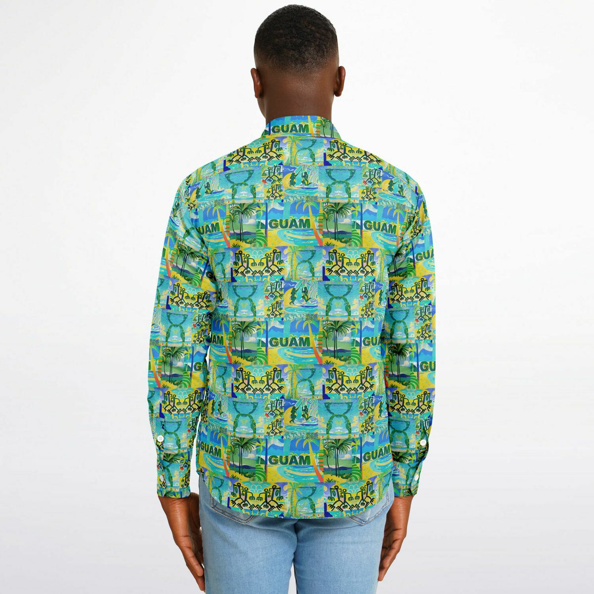 Guam Art Gauguin inspired Long Sleeve Button Down Shirt