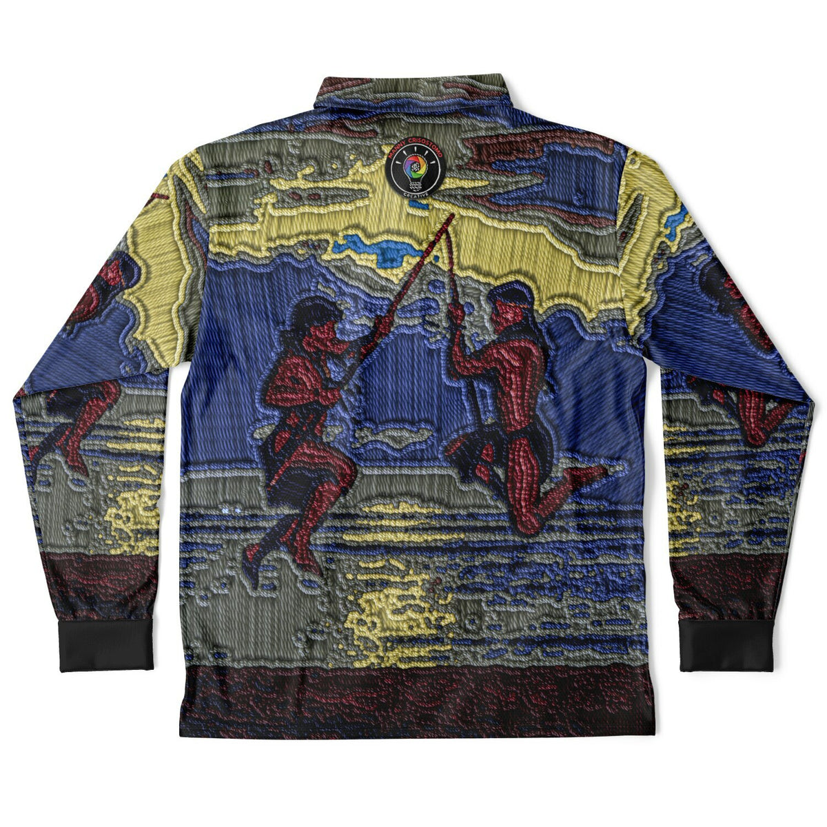 *CULTURE QUILT Bailan Faux Embroidery Long Sleeve Polo Shirt copy