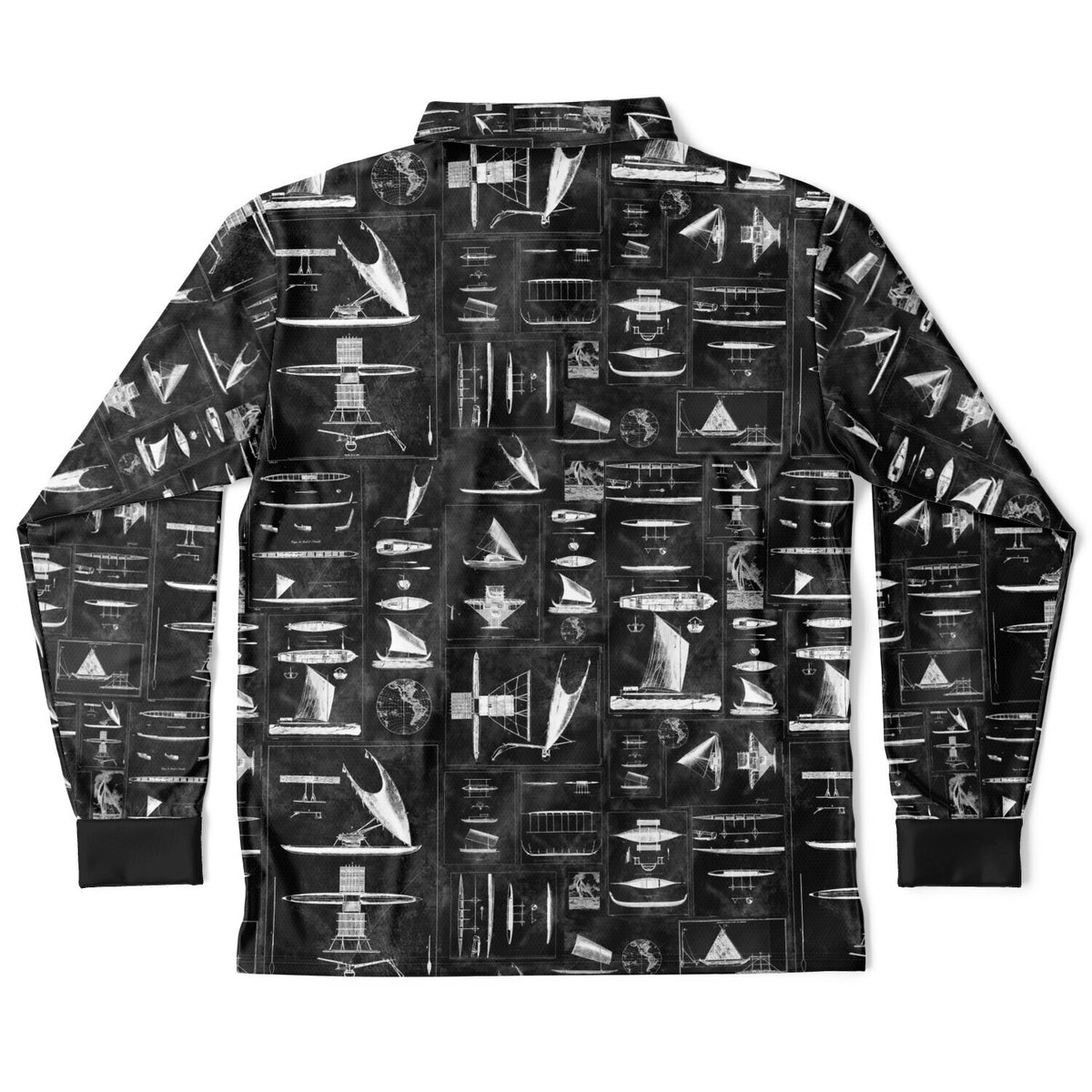 Oceania Seafaring Vessels Reimagined (Black/silver) Men’s Long Sleeve Polo Shirt
