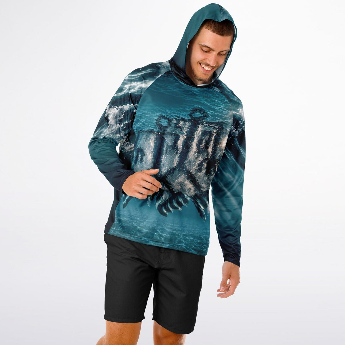 *Underwater GADAO Men&#39;s Long Sleeve Hooded Performance Shirt